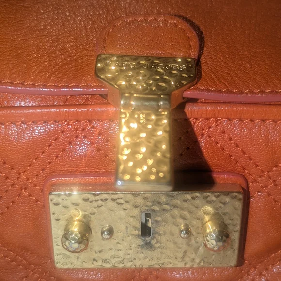 Marc Jacobs Rudi Baroque Quilted Satchel Shoulder Bag Mandarin Leather